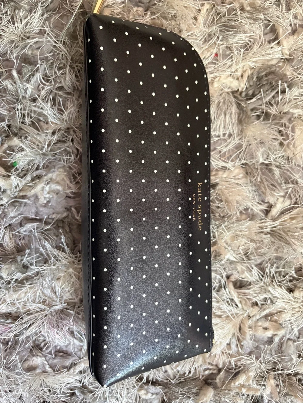 NWT kate spade Black with White Polka Dot Pencil Case